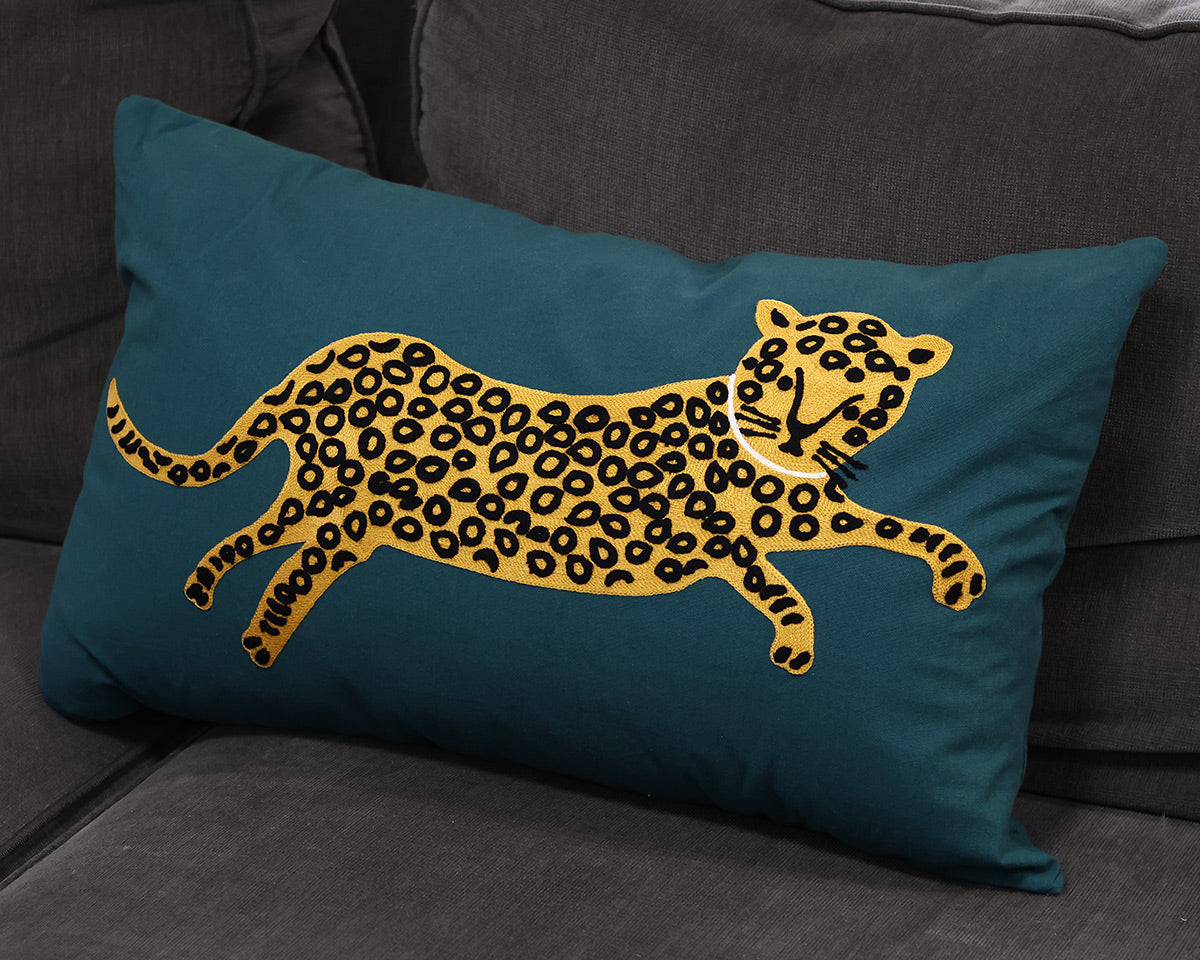 Teal Cheetah Accent Pillow