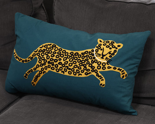 Teal Cheetah Accent Pillow