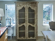 Rustic French Inspired Display Cabinets in Grey Finish with Wire Mesh Doors