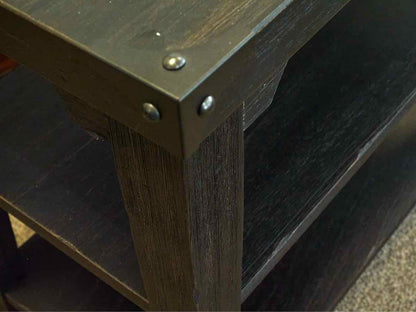 Pair of Weathered Black Side Tables