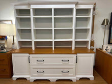 White and Cherry Custom Built Bookcase and Storage Cabinet
