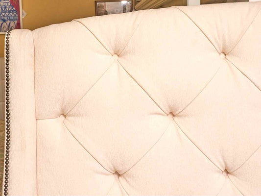 Boston Interiors  Ivory Upholstered Tufted With Nailhead Trim Full Bed
