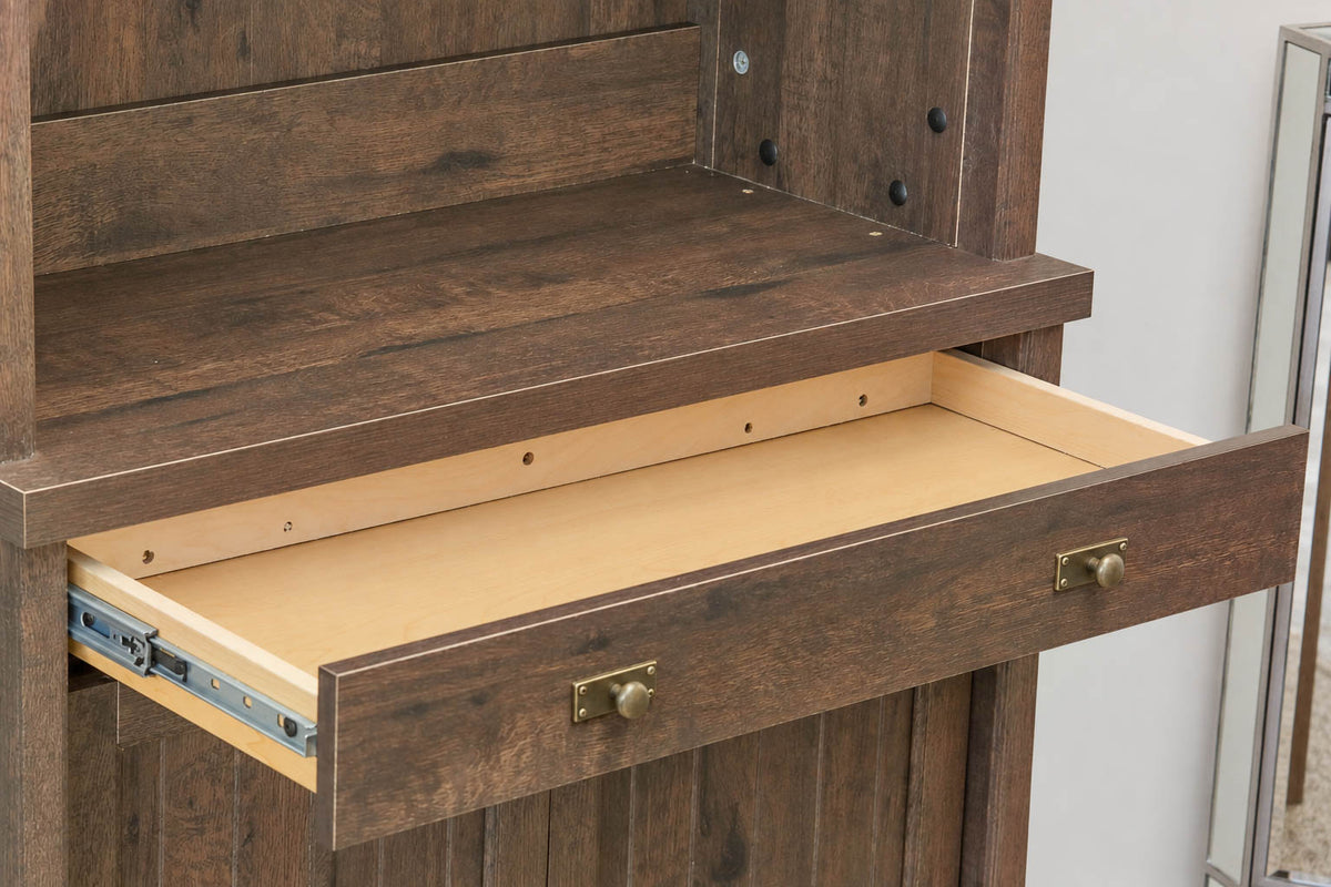 1 Drawer 2 Door Coffee Oak Finish Bookcase
