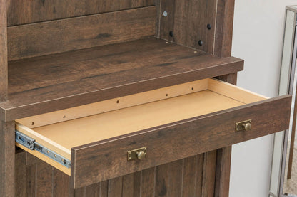 1 Drawer 2 Door Coffee Oak Finish Bookcase