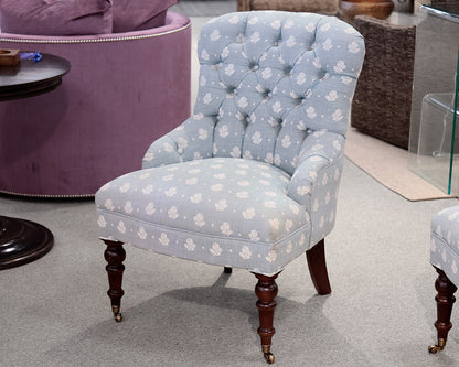 Pair of Blue Tufted Accent Chairs