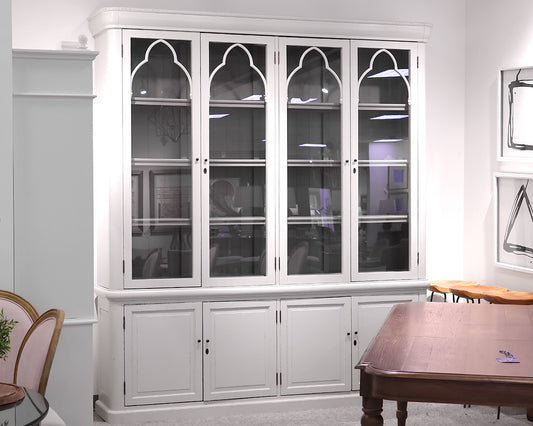 Belle Escape Palace French Cabinet with Glass Door Hutch in Rustic White