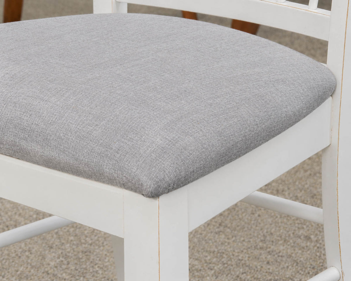 White Round Pedestal Table & Set of 6 Spindle Back Chairs