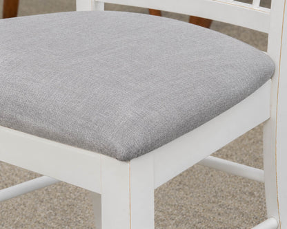 White Round Pedestal Table & Set of 6 Spindle Back Chairs