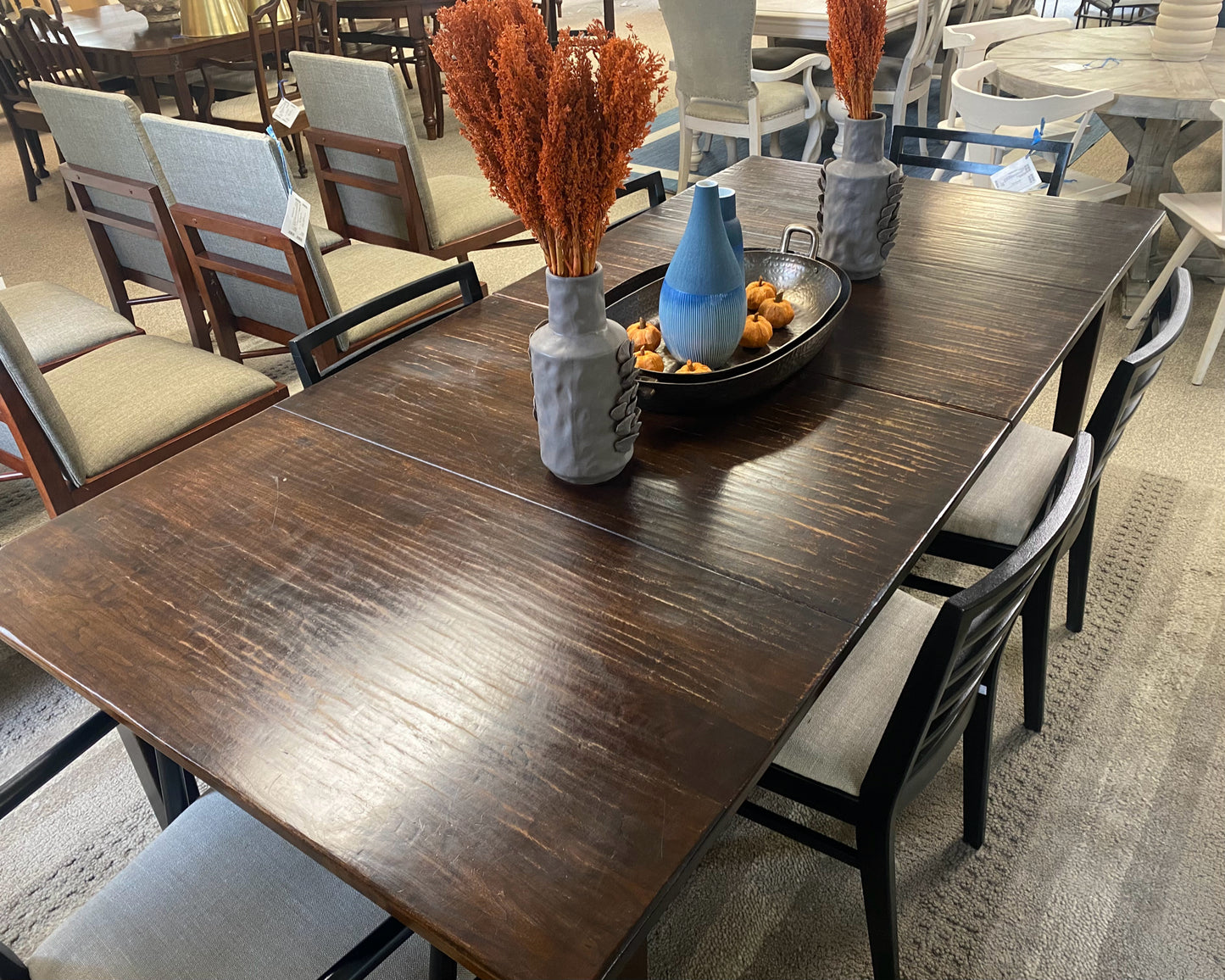 Maple Dining Table with Dark Distressed Finish