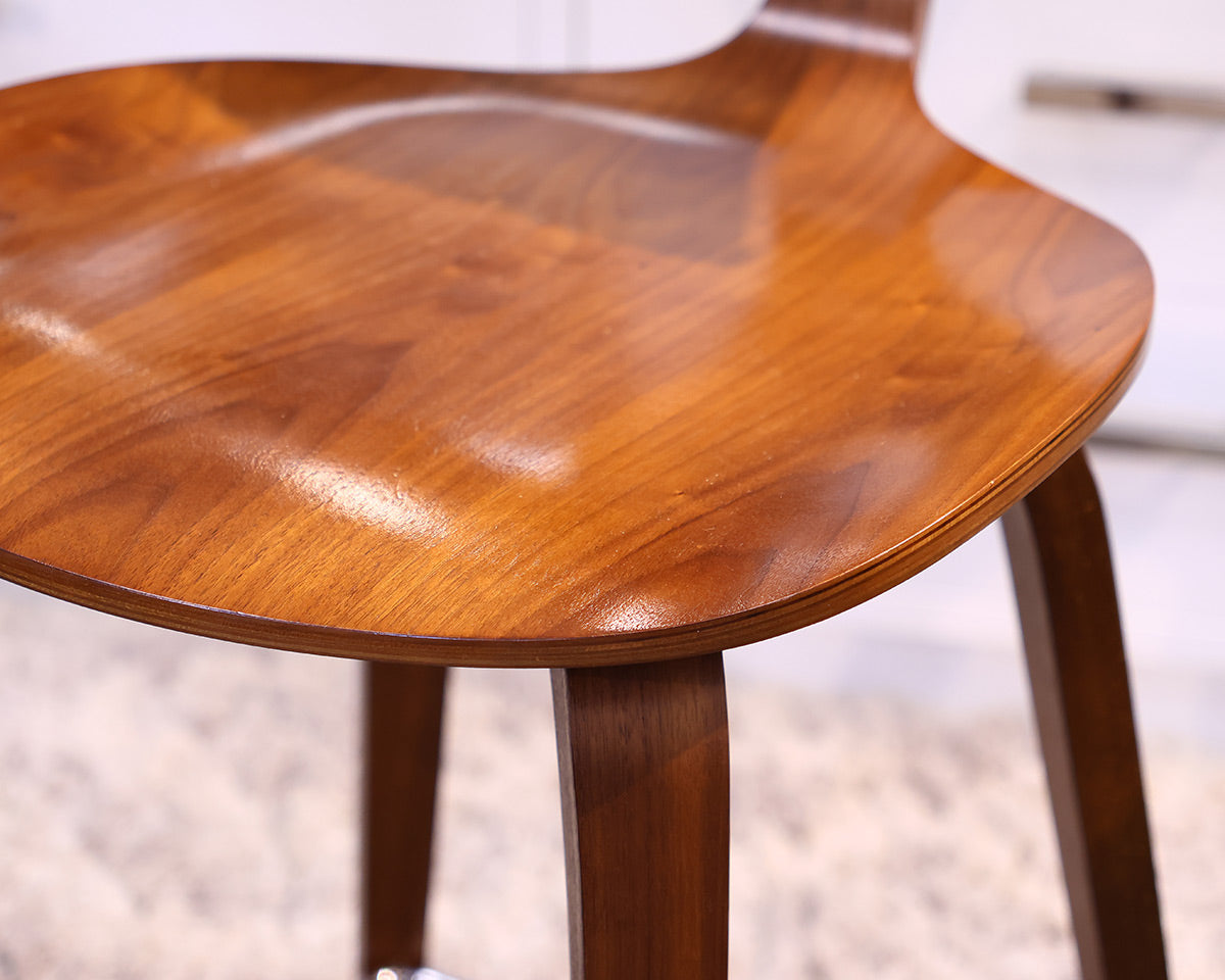 Pair of Cherner Wood Base Counter Stools in Natural Walnut 25"