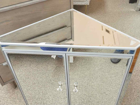 Elegant Mirrored Low Corner Cabinet