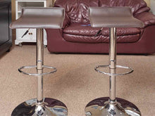 Pair Of Adjustable Bar Height To Counter Height Faux Leather Chrome Base Stools