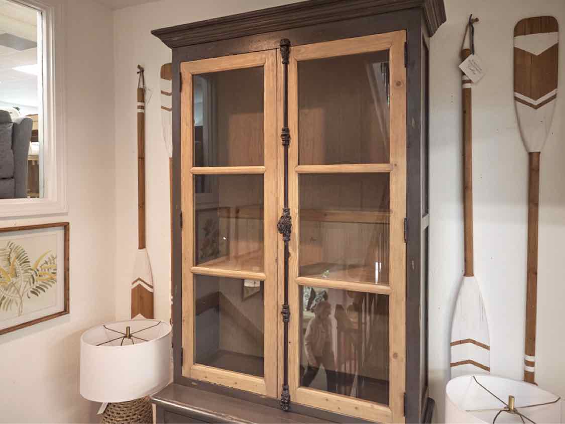 Arhaus Rustic Two Tone Hutch in Grey & Light Wood