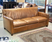 Boston Interiors Brown Leather Tightback 3-Cushion 77" Sofa