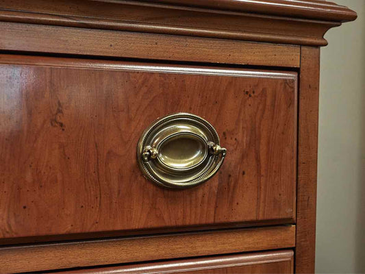 Drexel Inlaid Burlwood Five Drawer Petite Chest