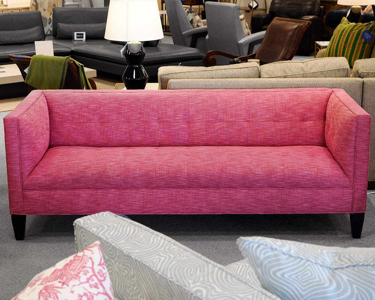 Tight Back Pink Upholstered Sofa