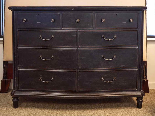 Stanley Black Distressed Finish 9 Drawer Dresser