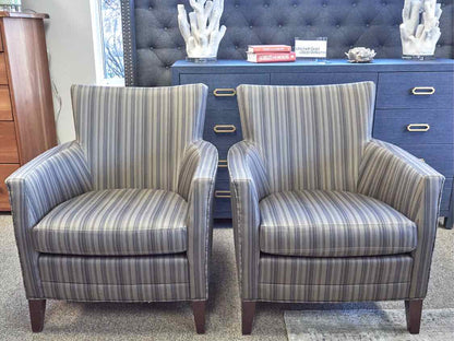 Pair of Crawford Furniture 'Saville Row' Grey Stripe  Chairs