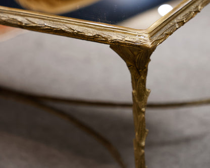 Global View Rectangular Glass Burnished Brass Coffee Table