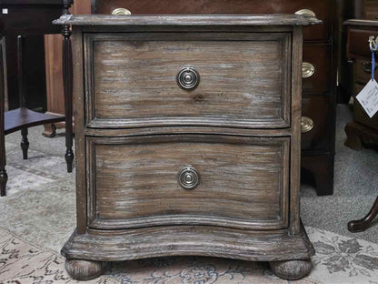 Pair of Dark Weathered Oak Two Drawer Nightstands