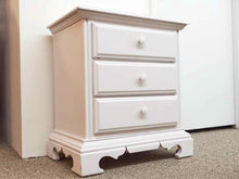 White Three Drawer Nightstand