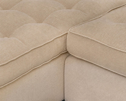 Duralee Tufted Three Piece Sectional in Golden Wheat Upholstery