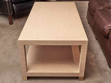 Grass Cloth Cocktail Table with Brass Feet