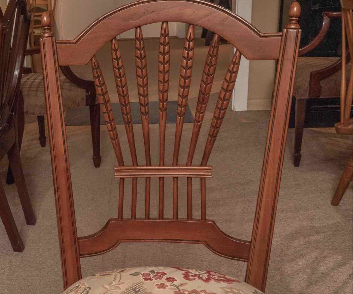Pair Of Ethan Allen 'Maison' Wheat Back Dining Chairs