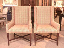 Pair Of Transitional Occasional Rust & Gold Geometric Chairs