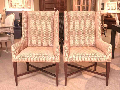 Pair Of Transitional Occasional Rust & Gold Geometric Chairs