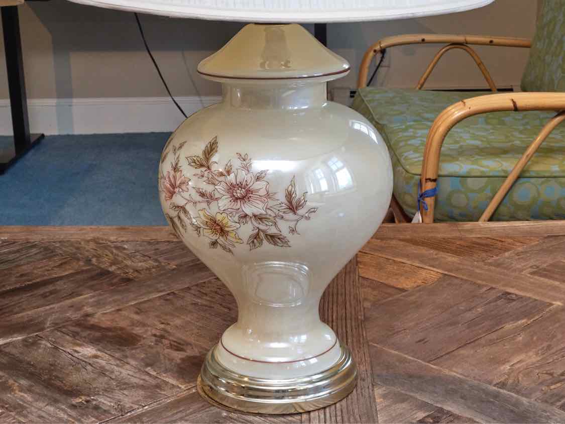 Pair Of  Opaque Glass Urn Shape Table Lamps