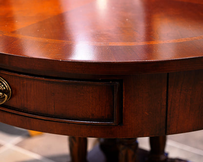 Banded Inlaid Cherry Drum Side Table