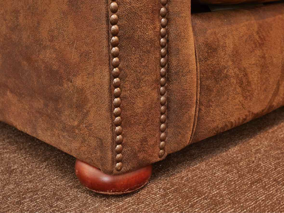 Klausner Micro Fiber Brown Suede Nailhead Trim Bun Feet  Chair