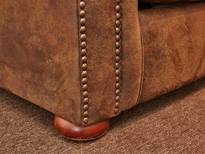 Klausner Micro Fiber Brown Suede Nailhead Trim Bun Feet  Chair