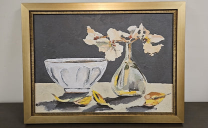 'Elegy in Neutral II' Still Life with Silver Frame