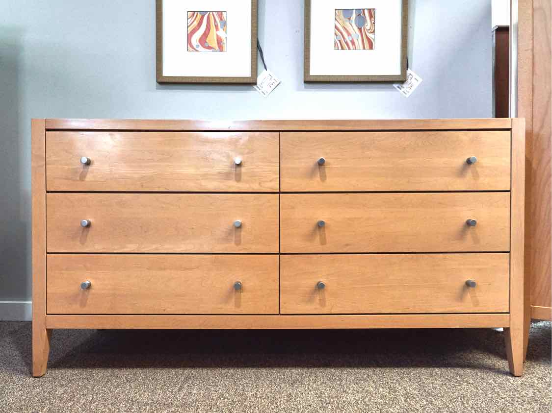 Baronet Double Dresser with Glass Top & Brushed Nickel Pulls