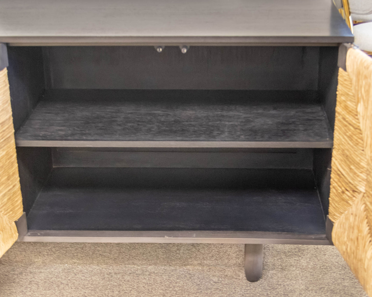 Noir Brook 4-Door Sideboard with Rush Panels in Pale Finish on Mahogany