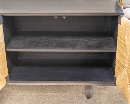 Noir Brook 4-Door Sideboard with Rush Panels in Pale Finish on Mahogany