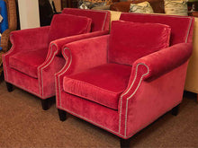 Pair Of Jordan's   Performance Velvet 'Raspberry' Nail Head Chairs