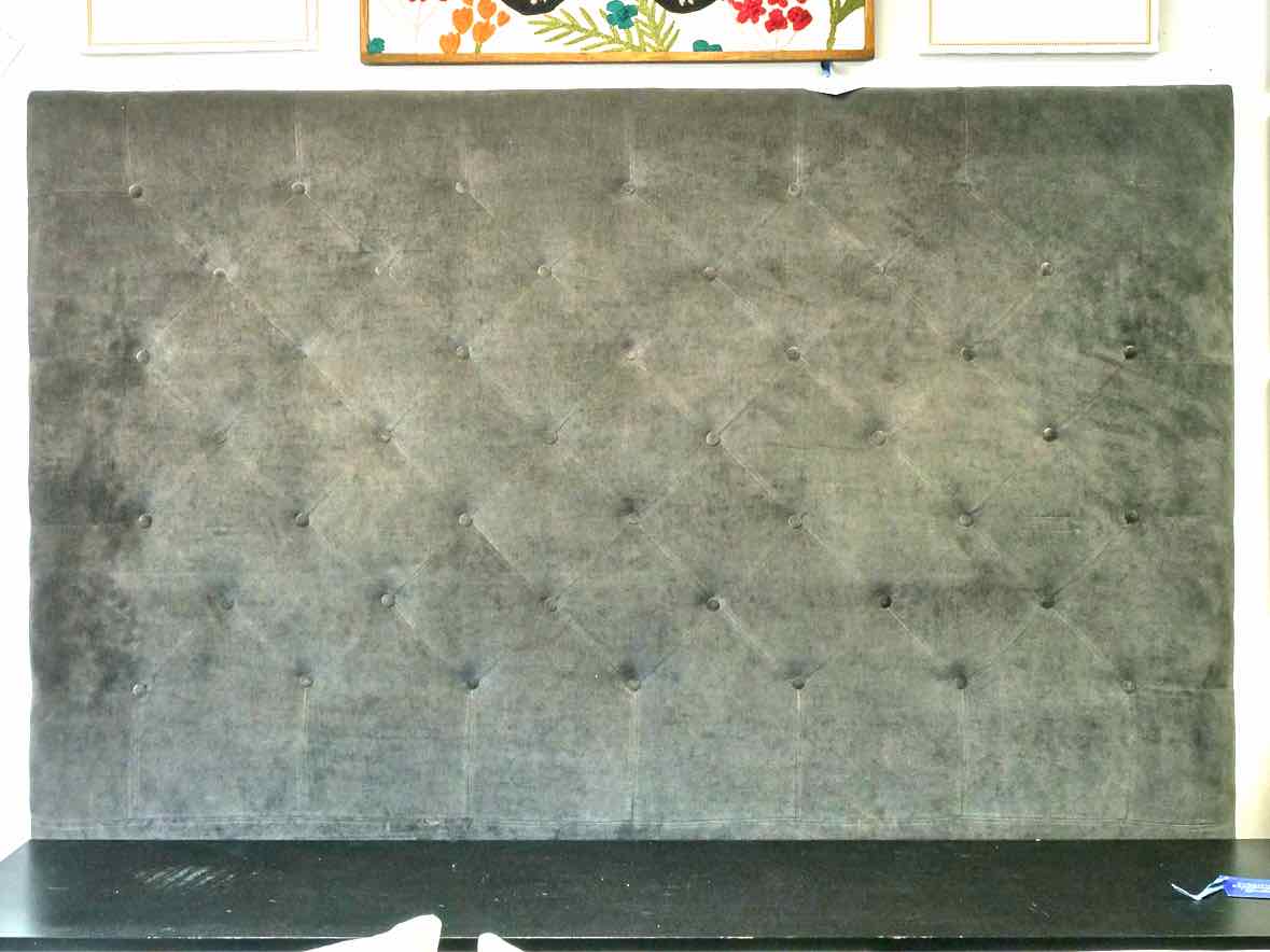 Pottery Barn King Bed in Tufted Grey Velvet