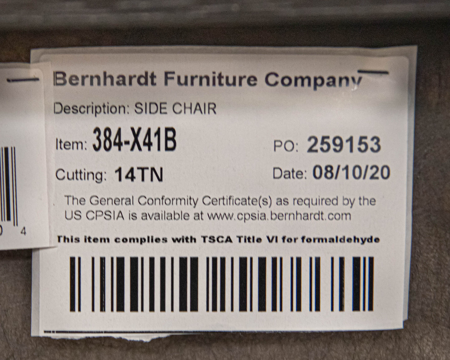 Bernhardt Textured Grey Upholstered Chair On Charcoal Wood Legs