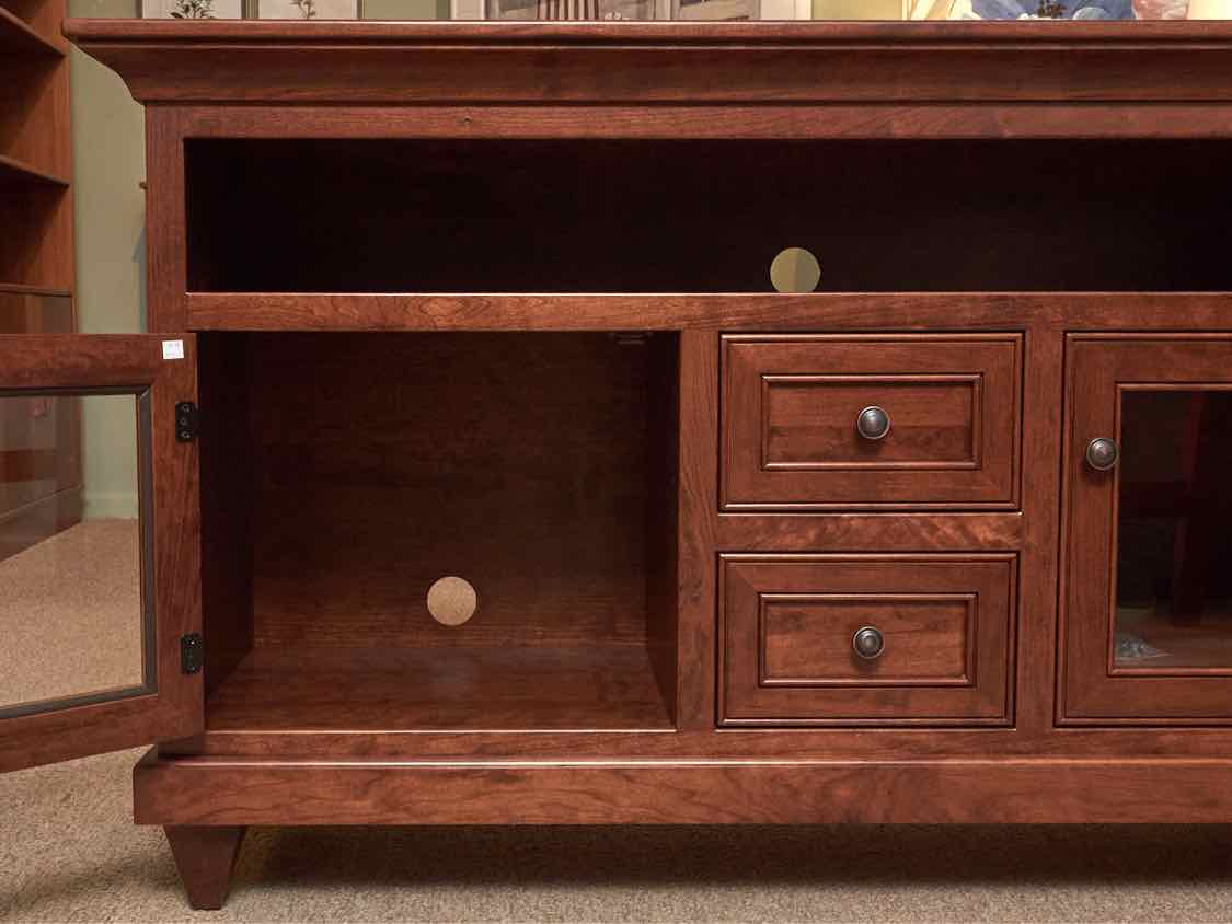 Kloter Farms Custom  Cherry 2 Glass Door 2 Drawers  Media Furniture
