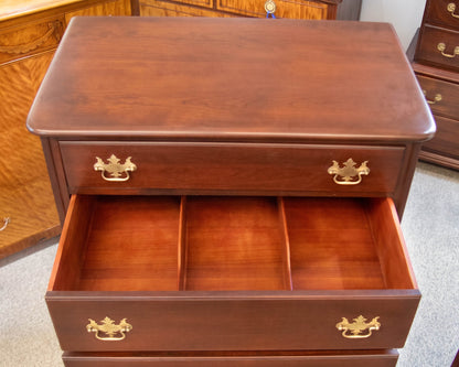 Drexel Solid Mahogany 5 Drawer Chest with Brass Chippendale Handles
