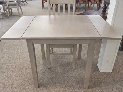 Grey Washed Drop Leaf Table & 2 Slat Back Chair Set