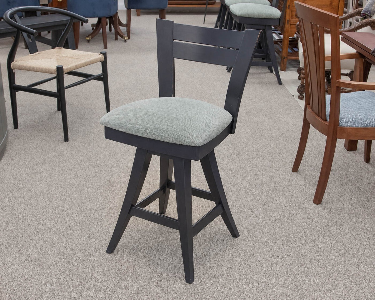 Set of 5  Swivel Counter Stools with Mint Green Upholstered Seats