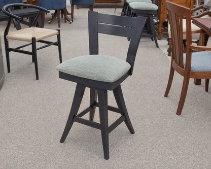 Set of 5  Swivel Counter Stools with Mint Green Upholstered Seats