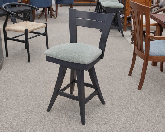Set of 5  Swivel Counter Stools with Mint Green Upholstered Seats