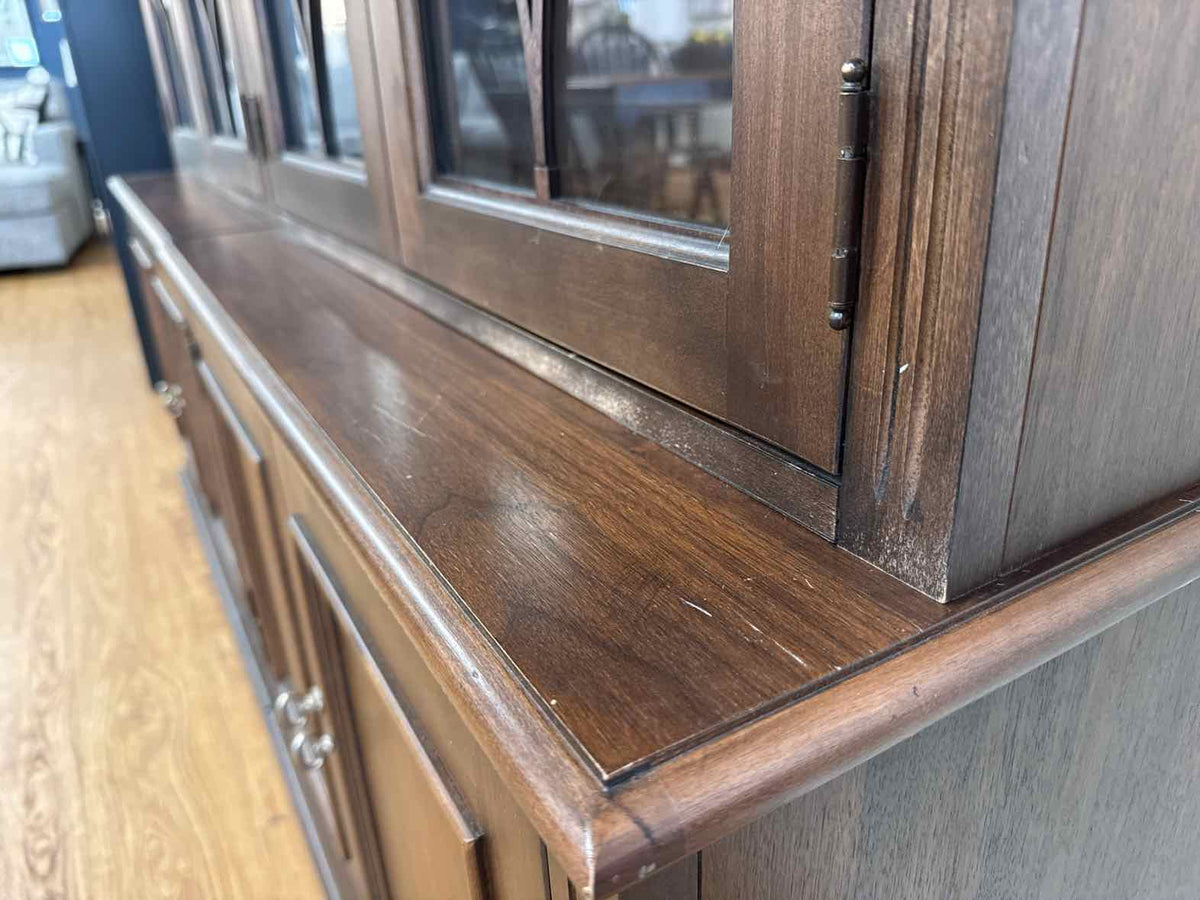 Ethan Allen Walnut Lighted China Cabinet