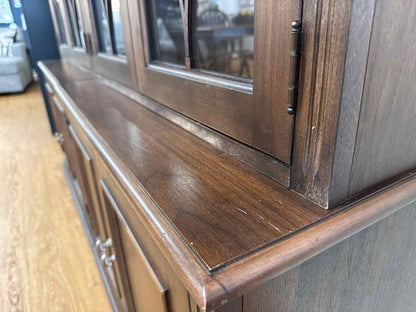 Ethan Allen Walnut Lighted China Cabinet
