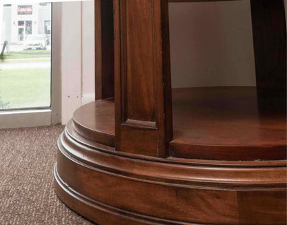 Ethan Allen Round Inlaid 2 Shelf Side Table